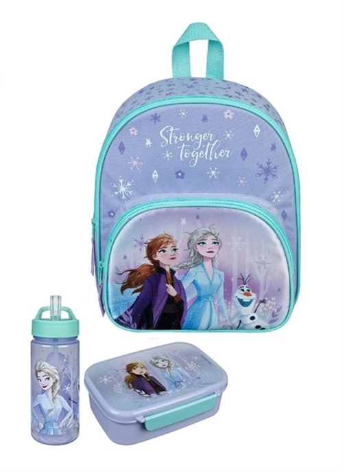 Disney Frost børnehavestart sæt - rygsæk 2 rum, madkasse og drikkedunk